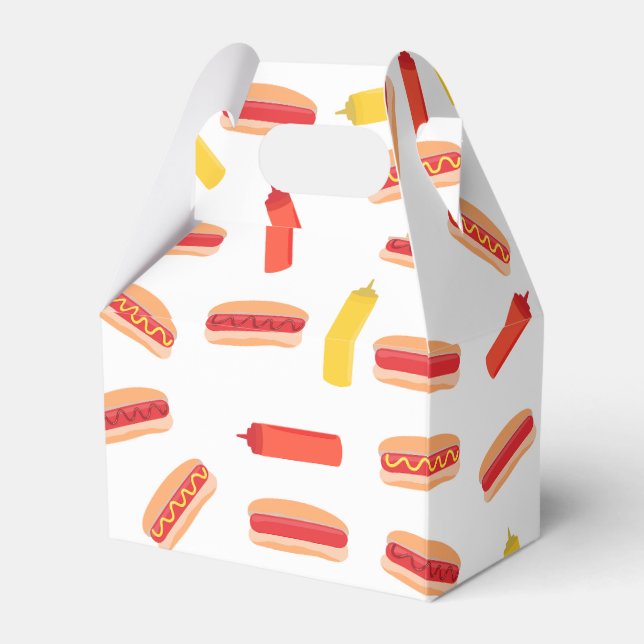 Hot Dog Fast Food BBQ Pattern  Favour Box (Front Side)