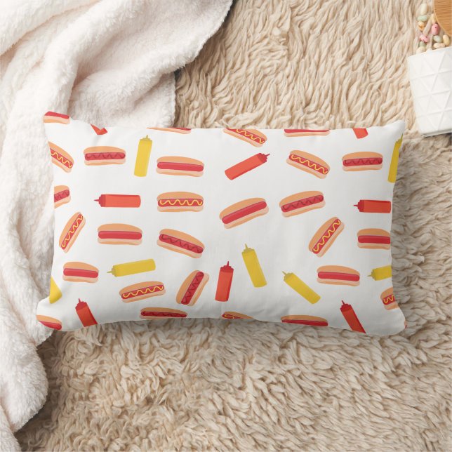 Hot Dog Fast Food BBQ Pattern  Lumbar Cushion (Blanket)