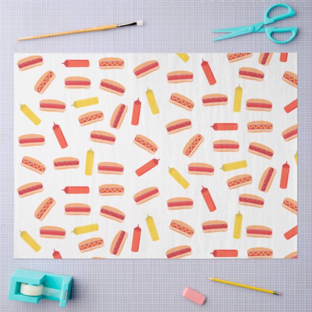 Hot Dog Fast Food BBQ Pattern  Tissue Paper (Craft)