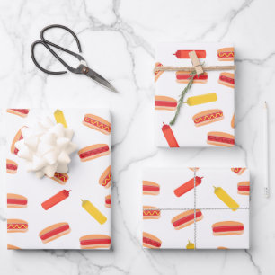 Hot Dog Fast Food BBQ Pattern  Wrapping Paper Sheet