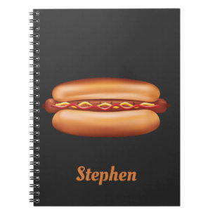 Hot Dog Fast Food Illustration With Custom Name Notebook