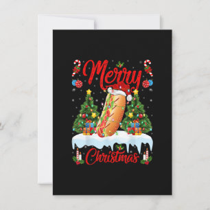 Hot Dog Fast Food Lover Lighting Santa Hat Hot Dog Invitation