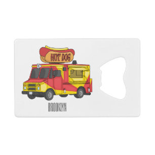 Hot dog food truck cartoon illustration 