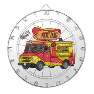 Hot dog food truck cartoon illustration dartboard
