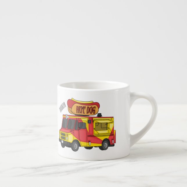 Hot dog food truck cartoon illustration espresso cup (Right)