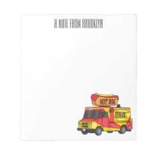 Hot dog food truck cartoon illustration notepad