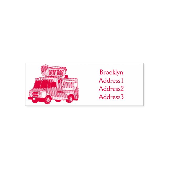 Hot dog food truck cartoon illustration  self-inking stamp (Design)