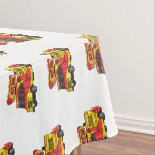 Hot dog food truck cartoon illustration tablecloth