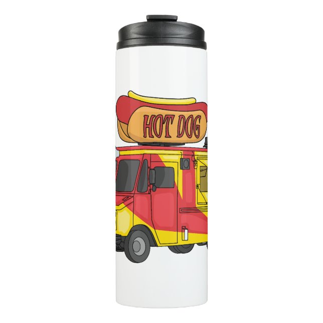 Hot dog food truck cartoon illustration thermal tumbler (Front)