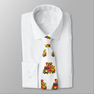 Hot dog food truck cartoon illustration tie