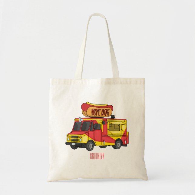 Hot dog food truck cartoon illustration  tote bag (Front)