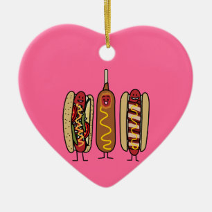 Hot Dog Friends Ceramic Ornament