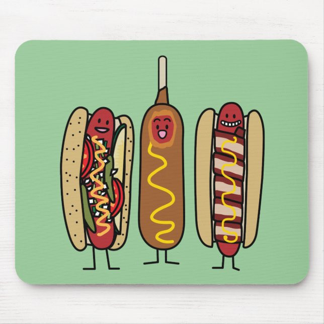 Hot Dog Friends Mouse Pad (Front)