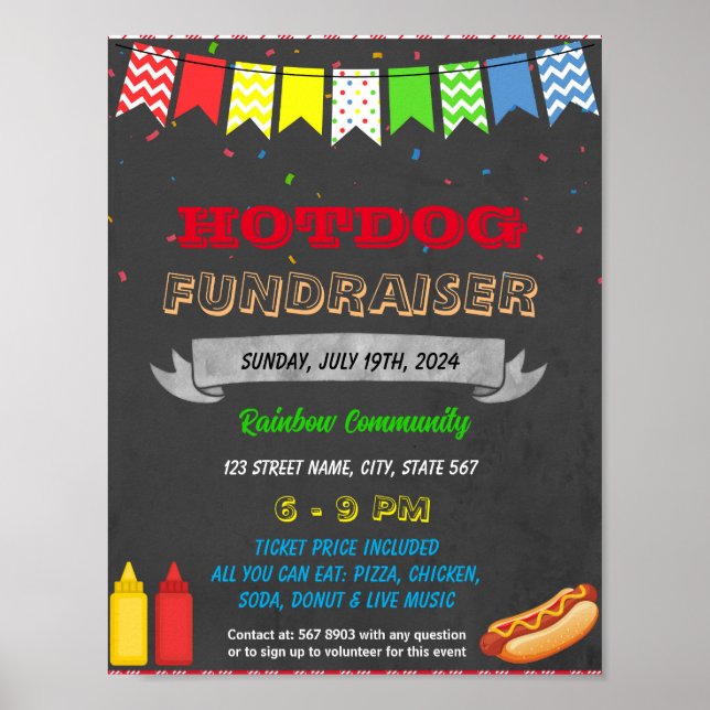 Hot dog Fundraiser event template Poster (Front)