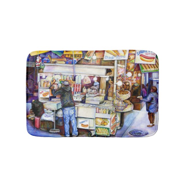 Hot Dog God, New York City Bath Mat (Front)