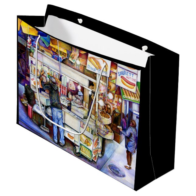 Hot Dog God, New York City Large Gift Bag (Front Angled)