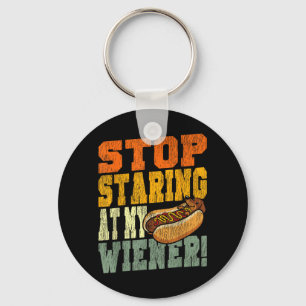 Hot Dog Humour Pun Naughty Stop Staring At Wiener Key Ring