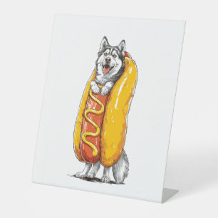 Hot Dog Husky – Funny Food Costume Pedestal Sign