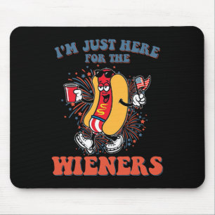 Hot Dog I'm Just Here For The Wieners 4th Of July Mouse Pad