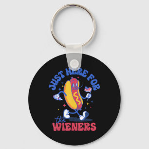Hot Dog I'm Just Here For The Wieners Funny Fourth Key Ring