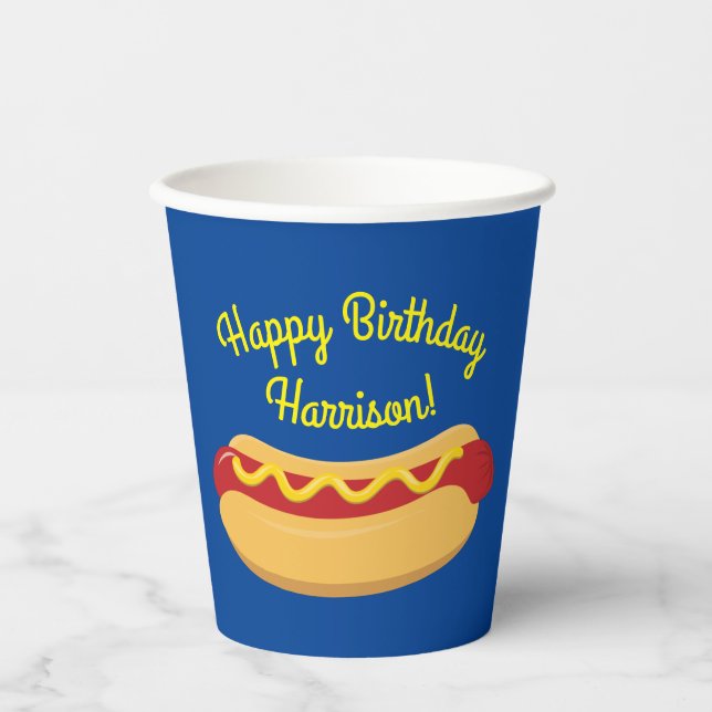 Hot Dog Kids Birthday Party Cook Out Cute Paper Cups (Front)
