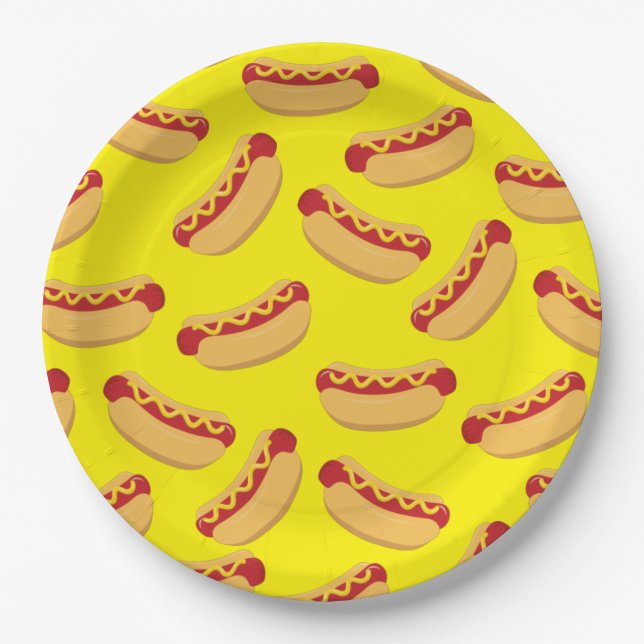 Hot Dog Kids Birthday Party Cook Out Cute Paper Plate (Front)