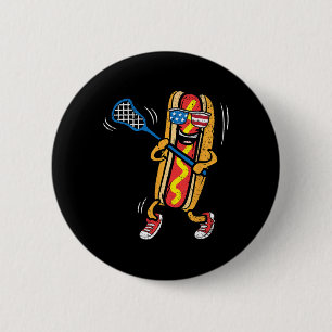 Hot-dog Lacrosse Player 4th Of July Sport American 6 Cm Round Badge