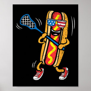 Hot-dog Lacrosse Player 4th Of July Sport American Poster