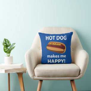 Hot Dog Makes Me Happy Hot Dog BBQ Restaurant Cushion