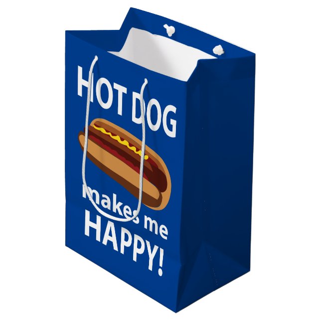 Hot Dog Makes Me Happy Hot Dog Medium Gift Bag (Front Angled)