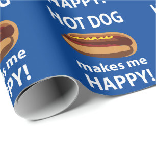 Hot Dog Makes Me Happy Hot Dog Wrapping Paper