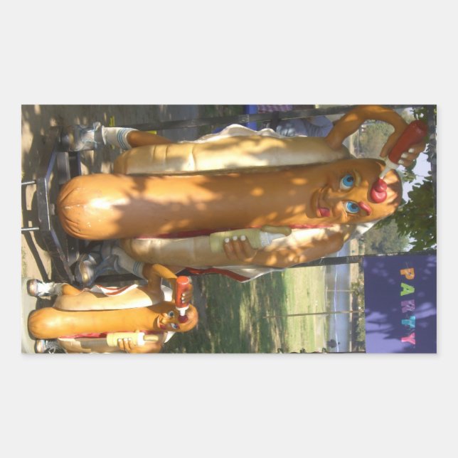 Hot Dog Man & Junior Statue Rectangular Sticker (Front)