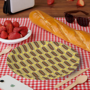 Hot Dog Mustard Relish Frankfurter Hotdog Weiner Paper Plate