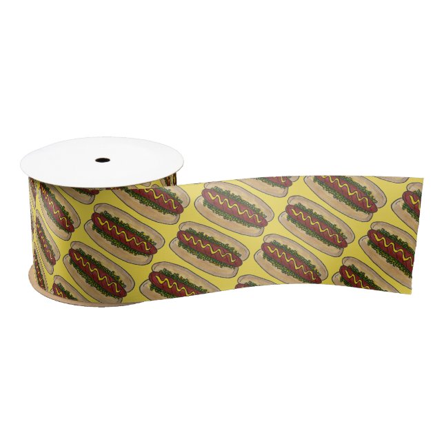 Hot Dog Mustard Relish Frankfurter Hotdog Weiner Satin Ribbon (Spool)