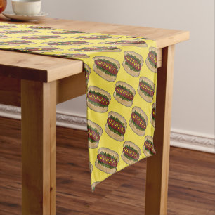 Hot Dog Mustard Relish Frankfurter Hotdog Weiner Short Table Runner