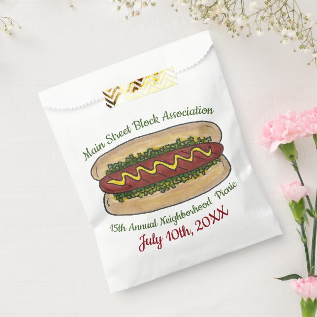 Hot Dog Neighbourhood Reunion Picnic Cookout Party Favour Bag (Sealed)
