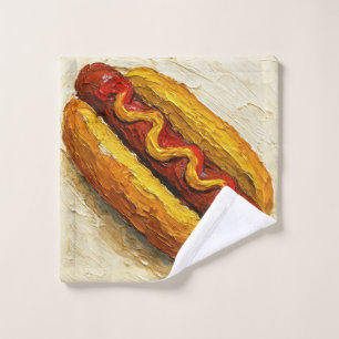 Hot Dog Oil Painting (#1) Wash Cloth