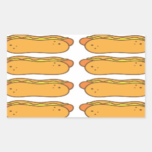 Hot dog on a bun rectangular sticker