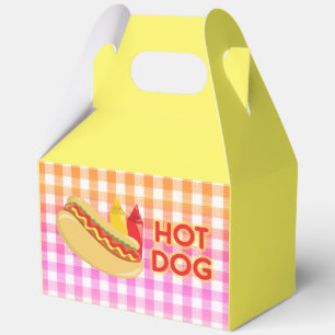 Hot Dog on Gingham Picnic Tablecloth w/ Condiments Favour Box