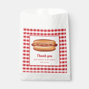 Hot Dog On Red Gingham Birthday Thank You Favour Bag