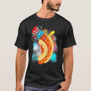 Hot Dog Patriotic July 4th Food Usa Fireworks T-Shirt