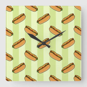 Hot Dog Pattern Square Wall Clock