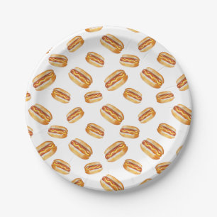Hot Dog Pattern Summer Birthday Party Paper Plate