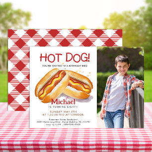 Hot Dog Photo Birthday Invitation – Kids Backyard 