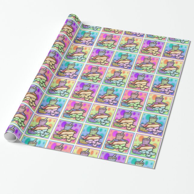 Hot Dog Pop Art Wrapping Paper (Unrolled)