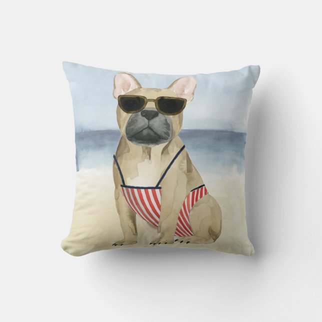 Hot Dog | Puppy In Sunglasses At The Beach Cushion (Front)