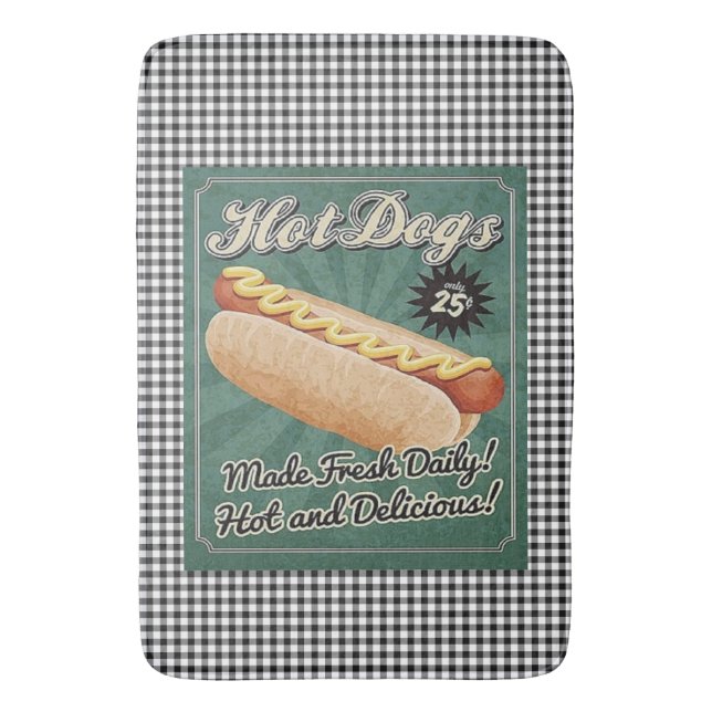 Hot Dog Retro Bath Mat (Front Vertical)