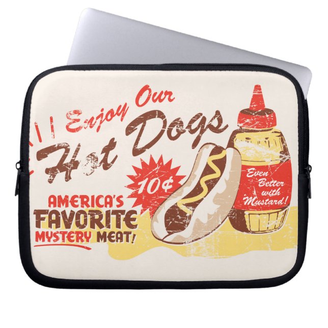 Hot Dog Retro Laptop Sleeve (Front)