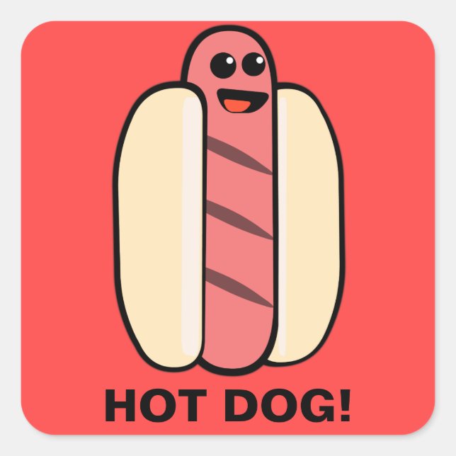 Hot Dog Square Sticker (Front)