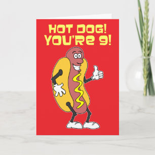 Hot Dog! You're 9! 9th Birthday Card